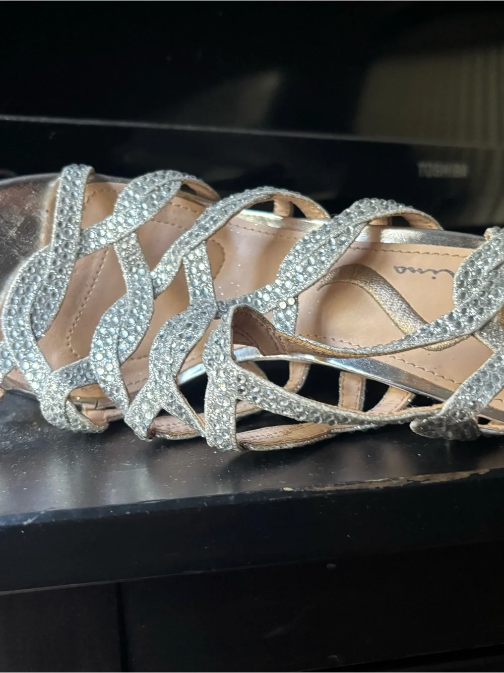 Nina Silver Crystal Embellished Strappy Heels